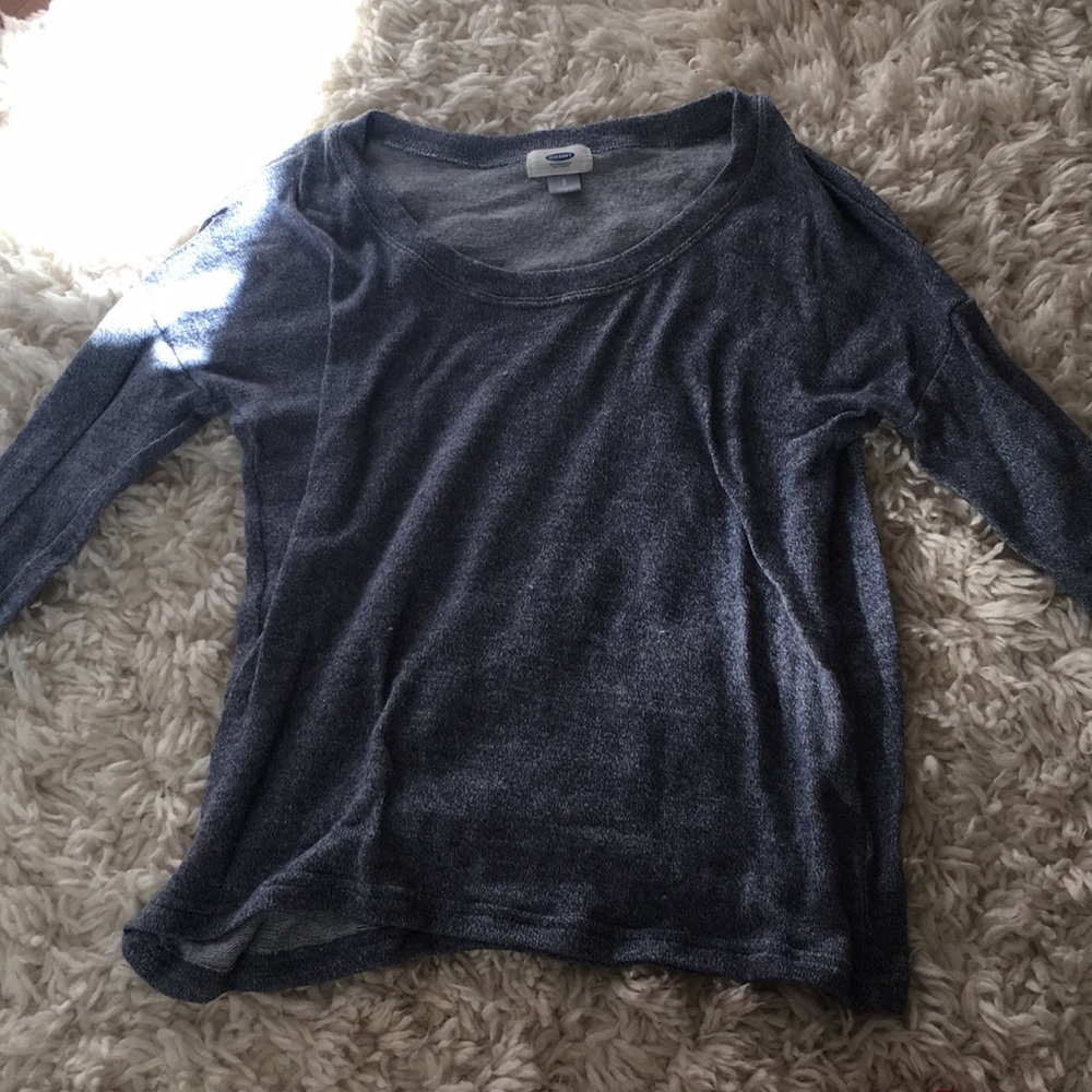 Blue and white heathered long sleeve tee